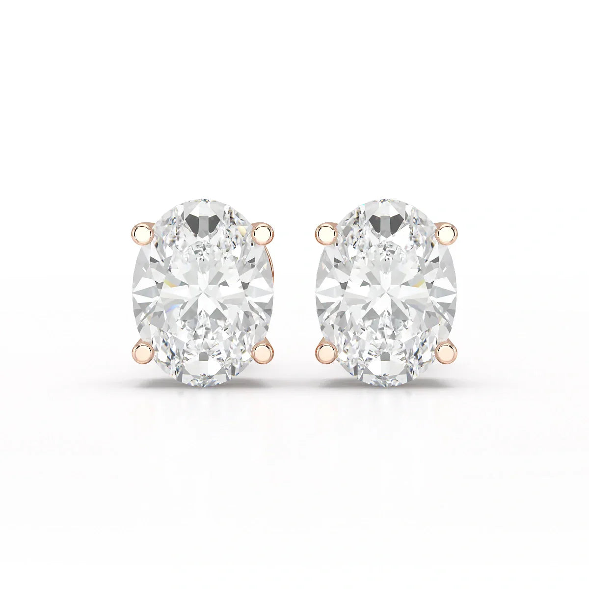 1 CT Oval Pair Solitaire Lab Diamond Stud Earrings