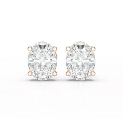 1 CT Oval Pair Solitaire Lab Diamond Stud Earrings