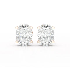 1 CT Oval Pair Solitaire Lab Diamond Stud Earrings