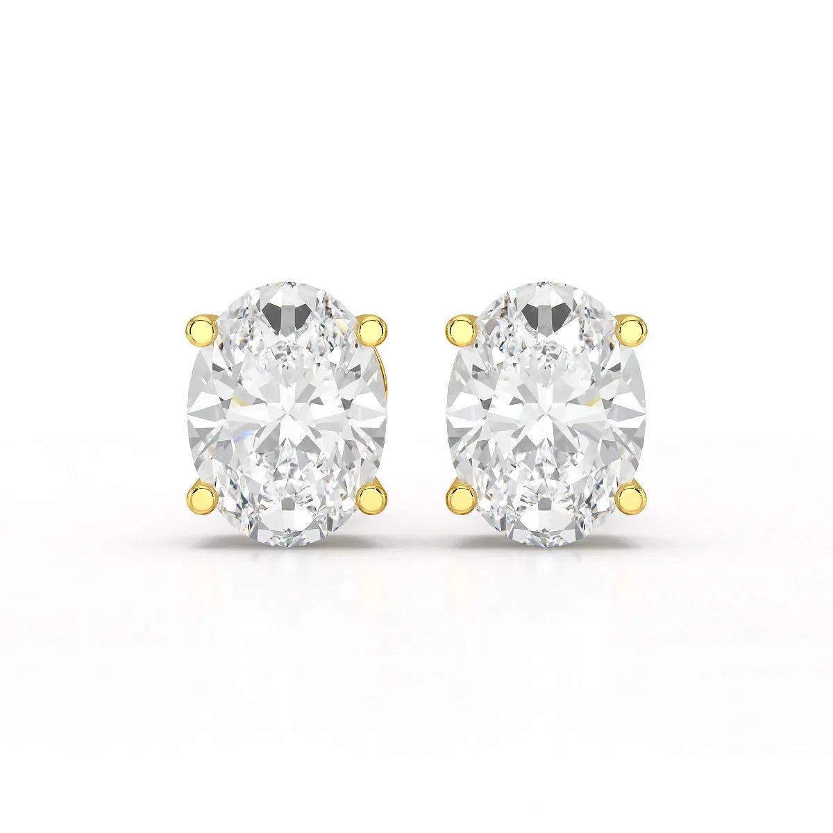 1 CT Oval Pair Solitaire Lab Diamond Stud Earrings