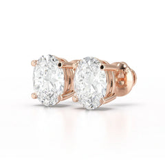 1 CT Oval Pair Solitaire Lab Diamond Stud Earrings