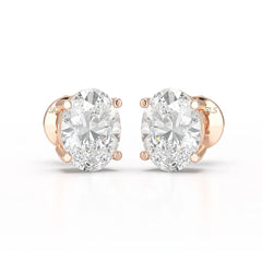 1 CT Oval Pair Solitaire Lab Diamond Stud Earrings