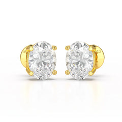 1 CT Oval Pair Solitaire Lab Diamond Stud Earrings