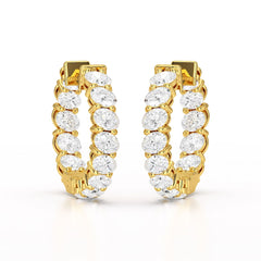 3.9 CT Oval Cut Lab Diamond Hoops Earrings