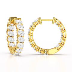 3.9 CT Oval Cut Lab Diamond Hoops Earrings