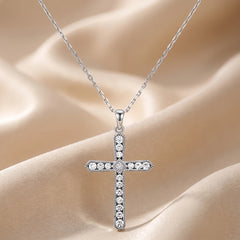0.68 CT Princess & Round Cross Pendant