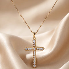 0.68 CT Princess & Round Cross Pendant