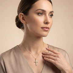 0.68 CT Princess & Round Cross Pendant