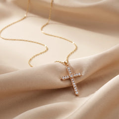 0.68 CT Princess & Round Cross Pendant