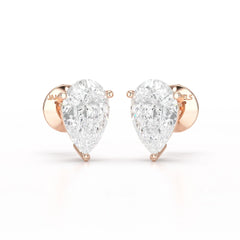 1.0 CT Pear Shaped Lab Diamond Stud Earrings