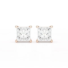 Single Princess Cut Lab Diamond Stud Earrings