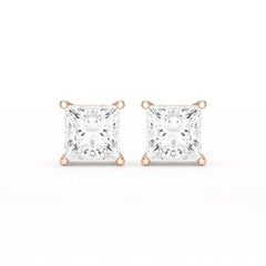 Single Princess Cut Lab Diamond Stud Earrings