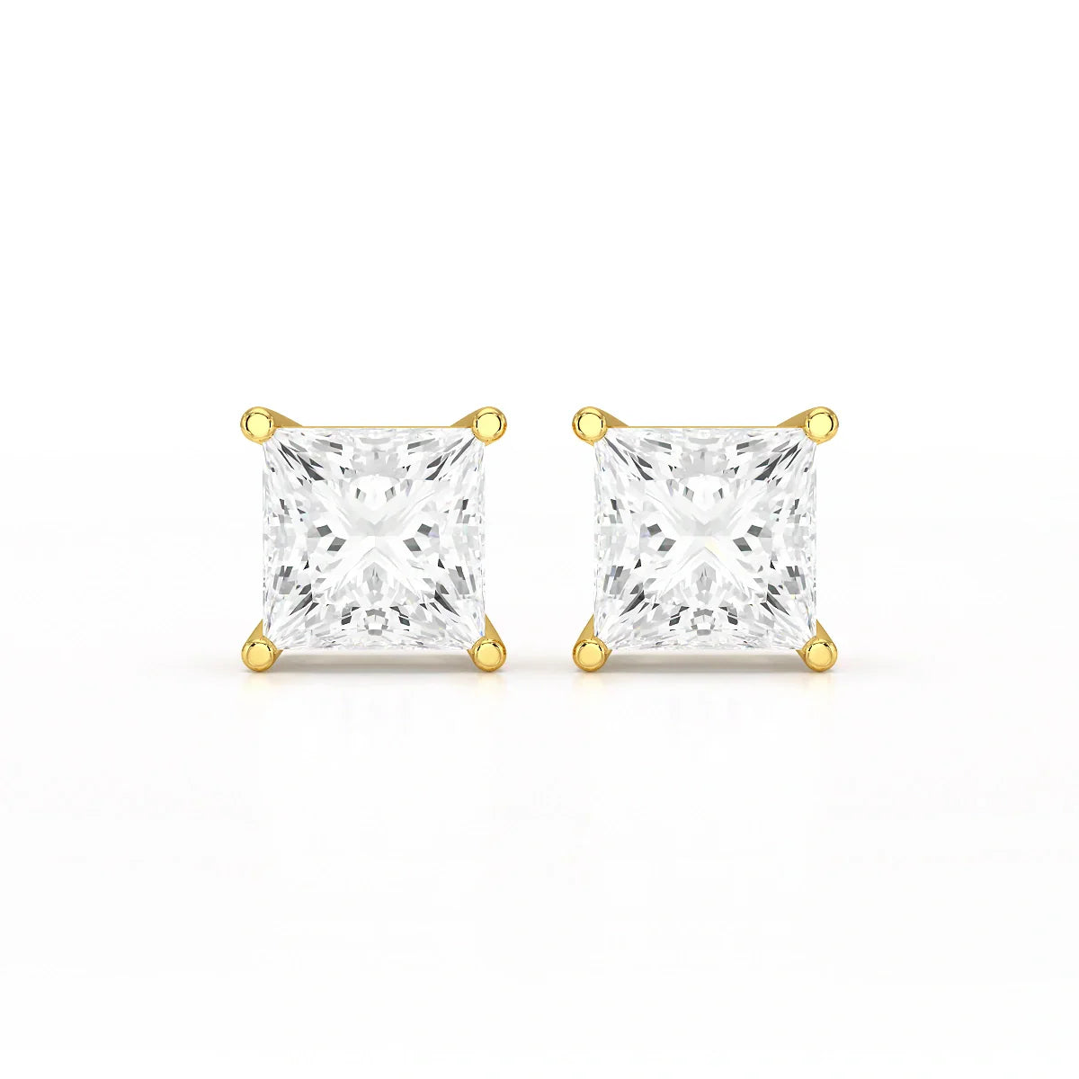 Single Princess Cut Lab Diamond Stud Earrings