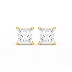 Single Princess Cut Lab Diamond Stud Earrings