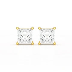 Single Princess Cut Lab Diamond Stud Earrings