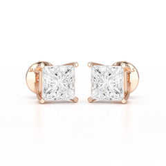 Single Princess Cut Lab Diamond Stud Earrings
