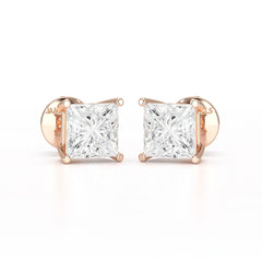 Single Princess Cut Lab Diamond Stud Earrings