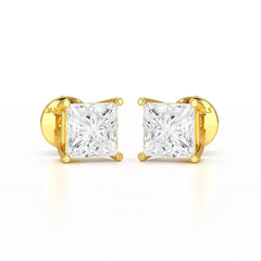 Single Princess Cut Lab Diamond Stud Earrings