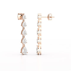 4.02 CT Pear Cut Dangle Drop Lab Diamond Earrings