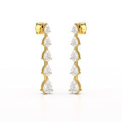 4.02 CT Pear Cut Dangle Drop Lab Diamond Earrings