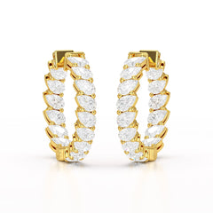 Pear Cut Lab Diamond Hoop Earrings