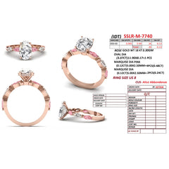 3.89 CT Oval Cut Side Stone Ring