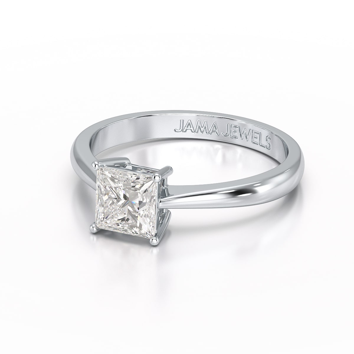 1 Ct Princess Cut Solitaire Lab Diamond Engagement Ring