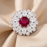 7.60 CT Oval Cut Halo Cocktail Ring – Ruby Center