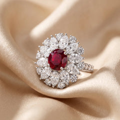 7.60 CT Oval Cut Halo Cocktail Ring – Ruby Center