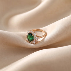 3.34 CT Oval Emerald Halo Ring