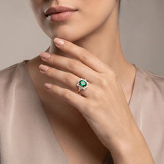 3.34 CT Oval Emerald Halo Ring