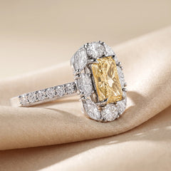 3.84 CT Radiant Cut Halo Ring