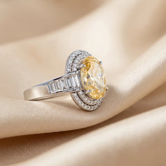 3.36 CT Oval Cut Double Halo Ring