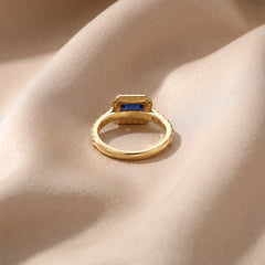 1.53 CT Emerald-Cut Sapphire Diamond Halo Ring