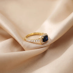 1.53 CT Emerald-Cut Sapphire Diamond Halo Ring