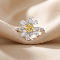 2.25 CT Cushion Cut Flower Ring