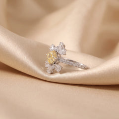 2.25 CT Cushion Cut Flower Ring