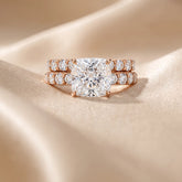 12.16 CT Cushion Solitaire Pavé Twin Band Ring
