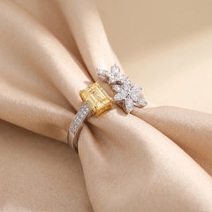 2.98 CT Yellow Radiant Diamond Cluster Open Ring