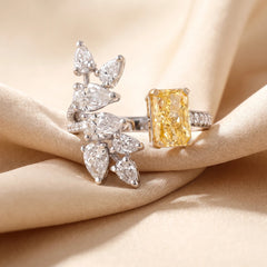 2.98 CT Yellow Radiant Diamond Cluster Open Ring