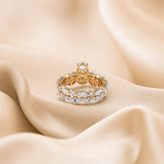 2.74 CT Marquise Solitaire Eternity Bridal Set Ring