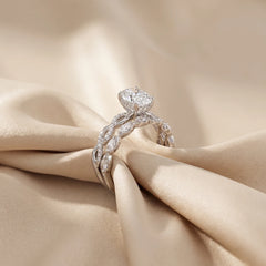 2.74 CT Marquise Solitaire Eternity Bridal Set