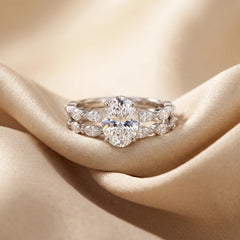 2.74 CT Marquise Solitaire Eternity Bridal Set