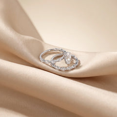 2.74 CT Marquise Solitaire Eternity Bridal Set