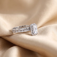 2.08 CT Emerald Cut Halo Ring