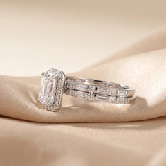2.08 CT Emerald Cut Halo Ring