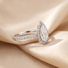 1.53 CT Pear Cut Halo Ring