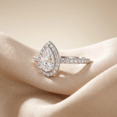 1.53 CT Pear Cut Halo Ring
