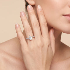 1.39 CT Pear Cut Solitaire Ring – Pavé Band