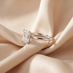 1.57 CT Emerald Cut Solitaire Lab Diamond Ring